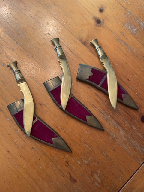 Nepalese KukrI Letter Opener with red velvet scabbard