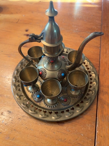 Vintage Brass Dallah Tea Set