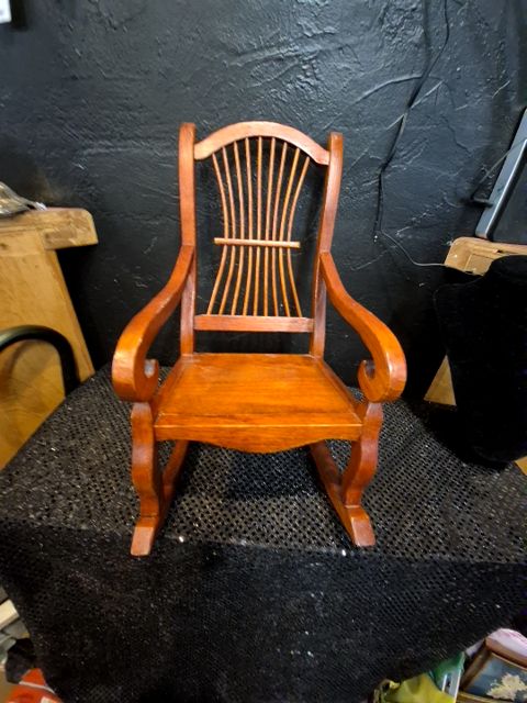 Reddish Wood  Large Doll Chair, 8" × 9.5" × 14"