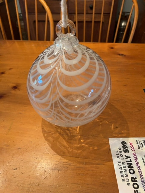 8.5” glass Baubel ball. White design.
