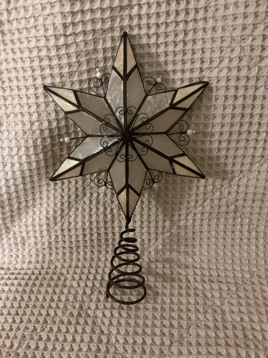 White Capiz Capital Tree topper, 10.5”x4.75”