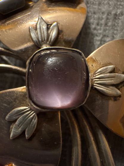 Amethyst two tone broach