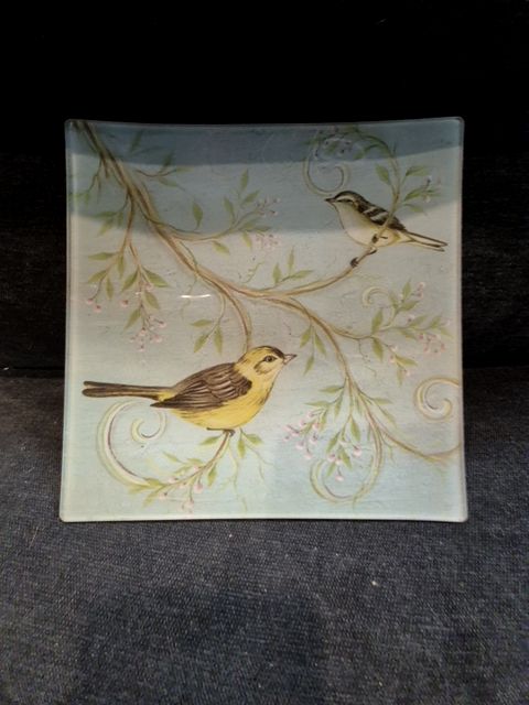 Square Decorative Bird Plate
