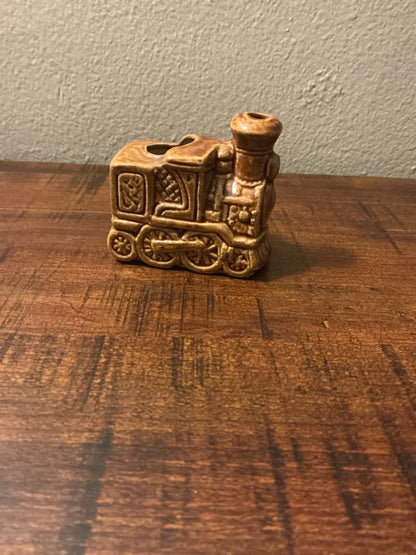 Brown Unknown Train toothpick holder, 2.75”