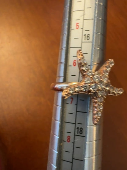 FD 925 China stamped rose gold starfish ring 6.5