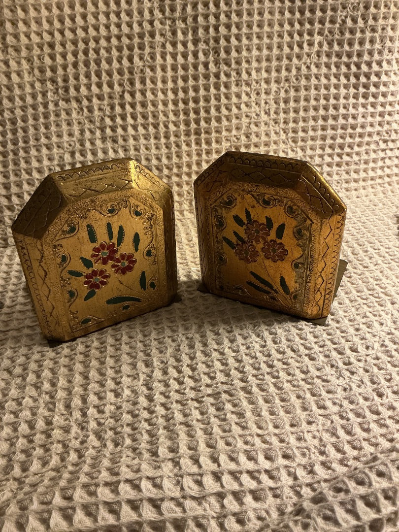 Gold Florentine Italian Florentine Book Ends, 4.75”
