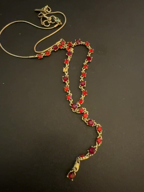 Nine West red and silver tone necklace