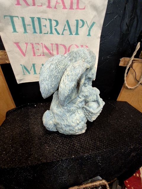 Blue/Grey  Bunny Carrying Baskets of Eggs & Flowers