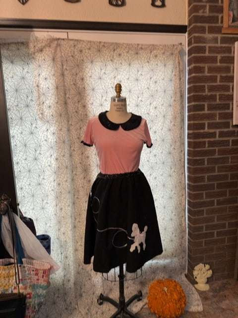 Pink & Black  Poodle Skirt & Top, Medium