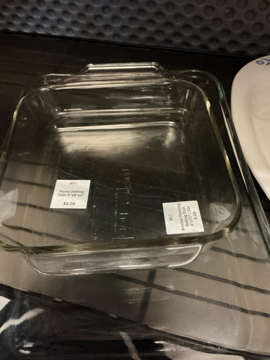 Clear Pyrex Glass bakeware, 8x8x2