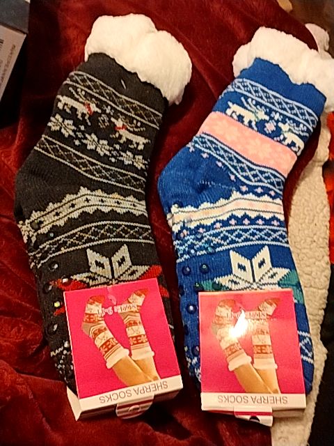 Multicolor  Sherpa Slipper Socks, 9-11