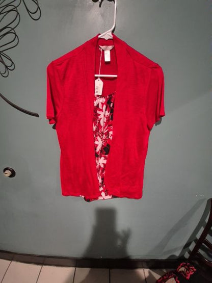 Red w/ Floral White Stag Top, LG