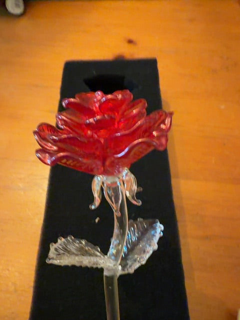 Vintage Waterford Crystal red rose