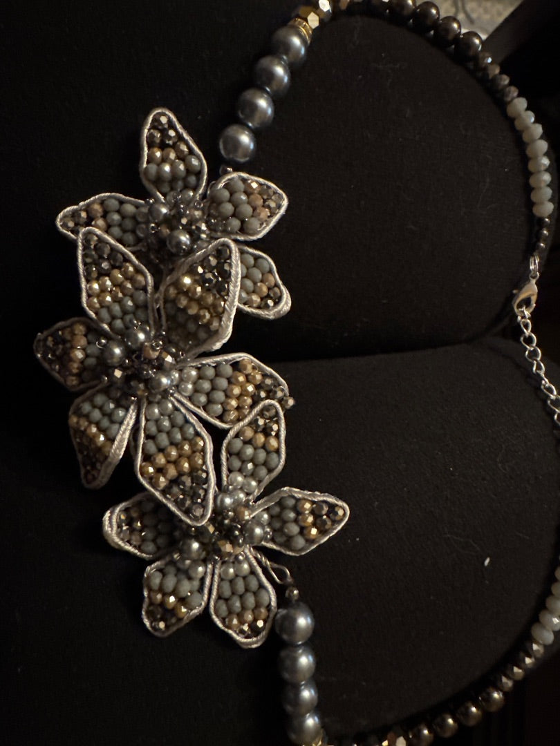Nakamol Beaded Flower Necklace