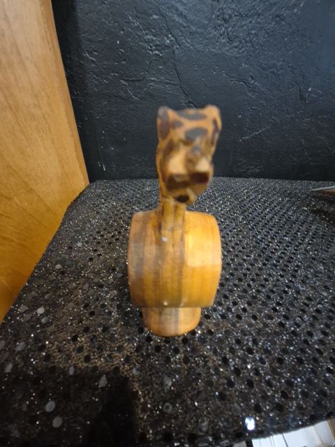 Hand-Carved Wooden Leopard Napkin Ring, 2.5" × 4" × 1.5"