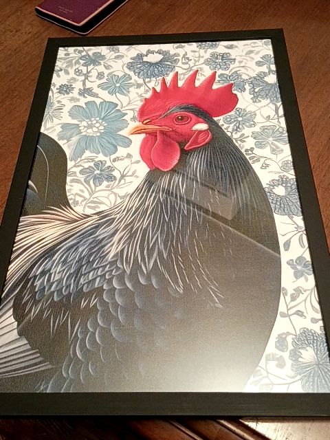 Chicken tapestry black frame