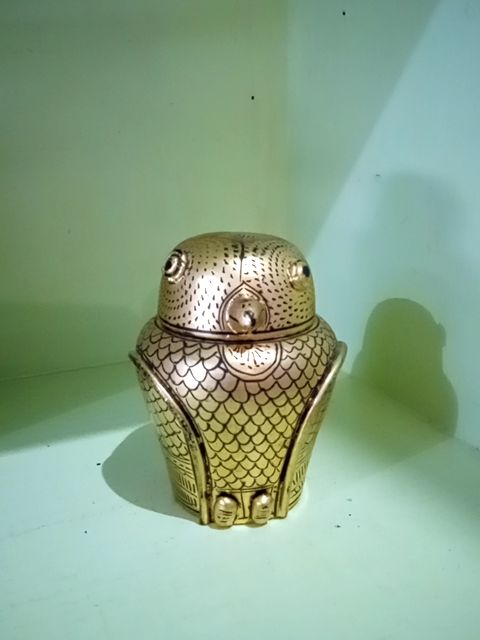 Gold Unknown Burmese owl trinket box, Small
