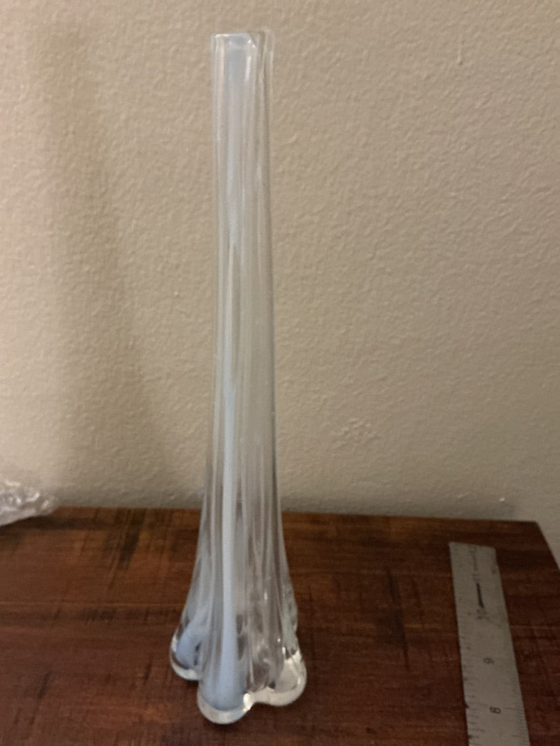 Clear Murano Murano Elephant Foot bud vase, 10.5”