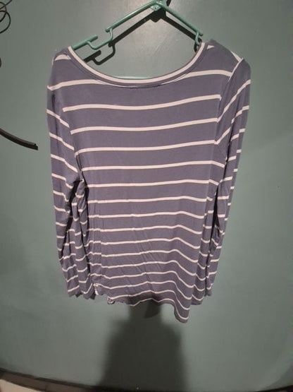 Blue Sheila Rose Long Sleeve Stiped Top, L
