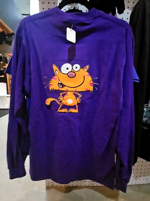 Purple Kitty Long sleeves orange cat, Medium
