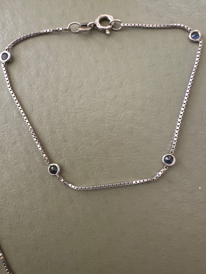 Necklace & Bracelet Set 925 Blue Gem