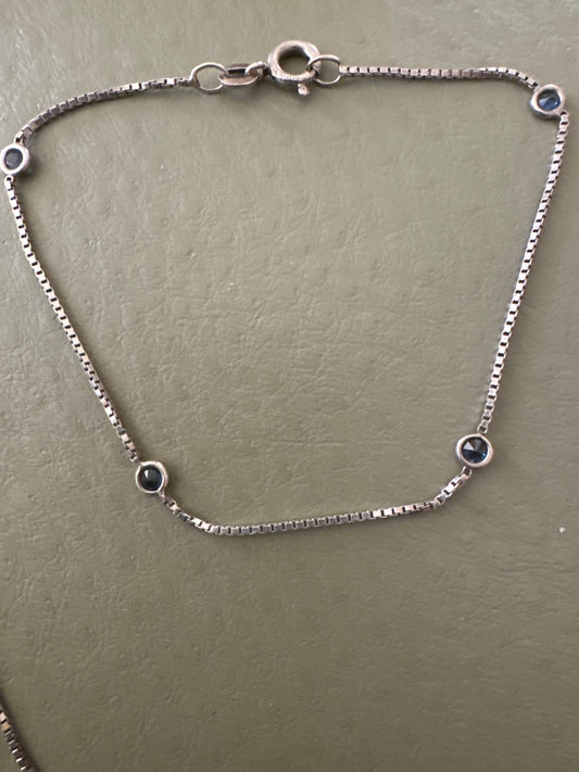 Necklace & Bracelet Set 925 Blue Gem