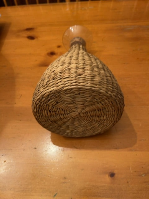 Rattan Glass Carafe w/cork stopper