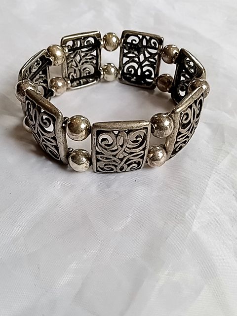 Silver  Panel stretch bracelet