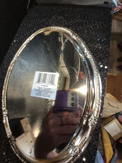 Silvertone  Serving Tray, 12" × 8.5"