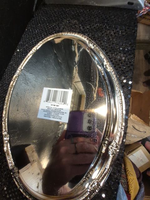 Silvertone  Serving Tray, 12" × 8.5"