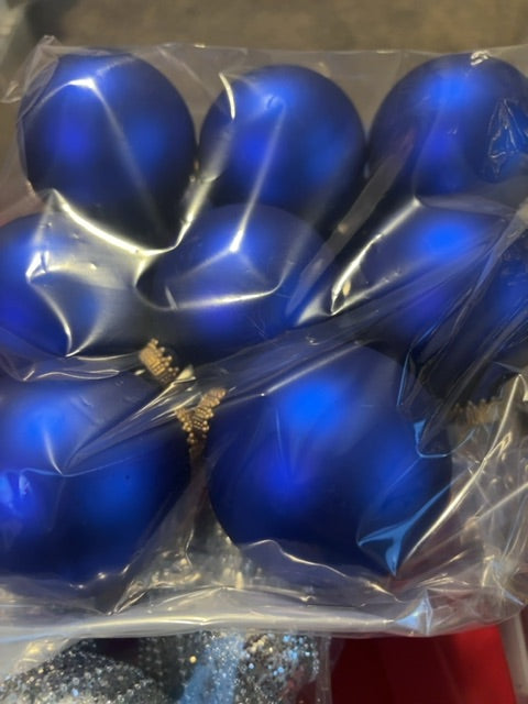 Blue glass ornament 8pc.bag