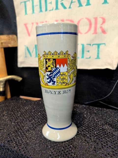 Vintage Bayern ceramic pilsner stein, from Germany