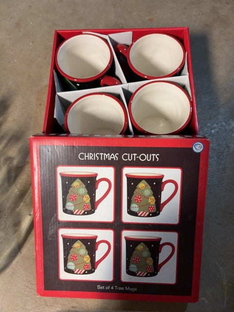 Christmas Tree Mugs Set of 4