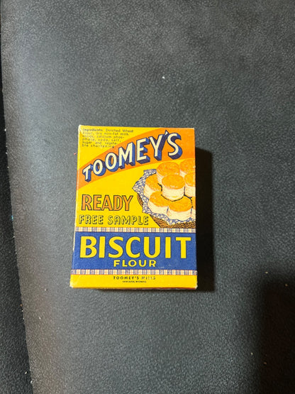 vintage small-sample box produced by Toomey's Mills located in Newcastle, Wyoming