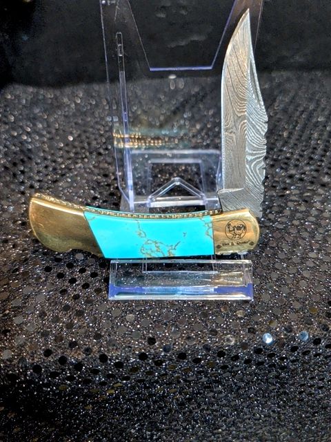 Michael Prater Kingman Damascus Pocket Knife