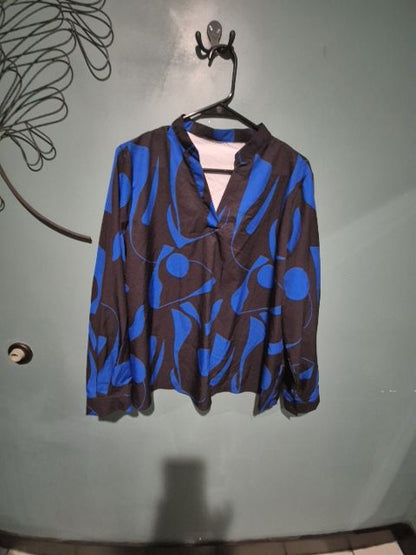 Black & Blue Shein Long Sleeve Shirt, XXL