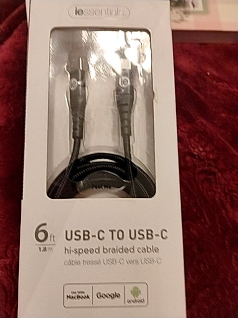 Black (Wht Box) IE Essentials USB-C To USB- C Charger, 6 Ft (1.8 m)