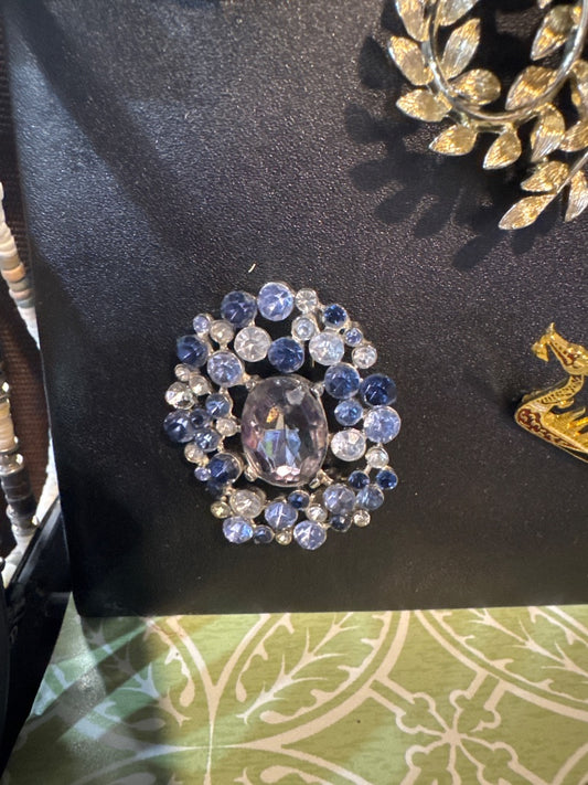 Circular Multi-Blue Gem Broach
