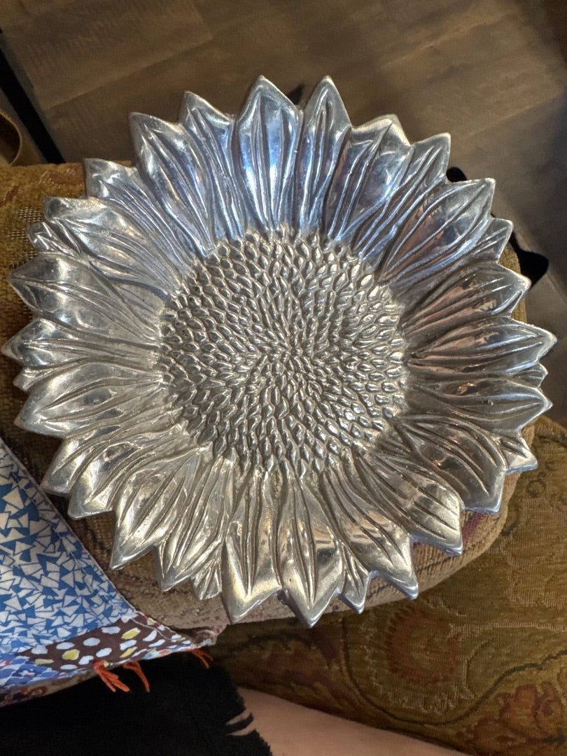 Silver Sunflower Trinket Tray