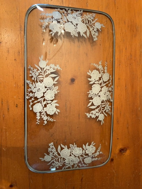 Vintage serving tray, silver inlay