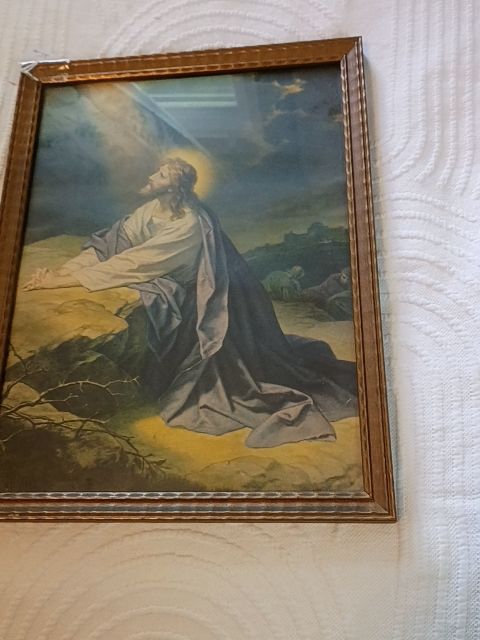 Vintage wood religious print