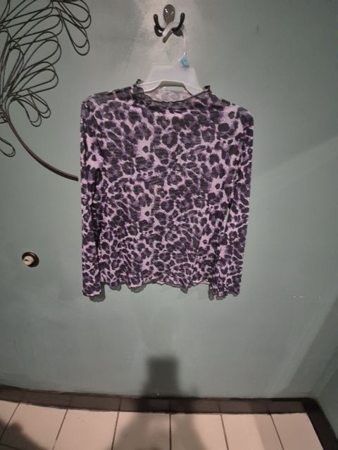 Purple animal print Shein Sheer Long Sleeve over shirt