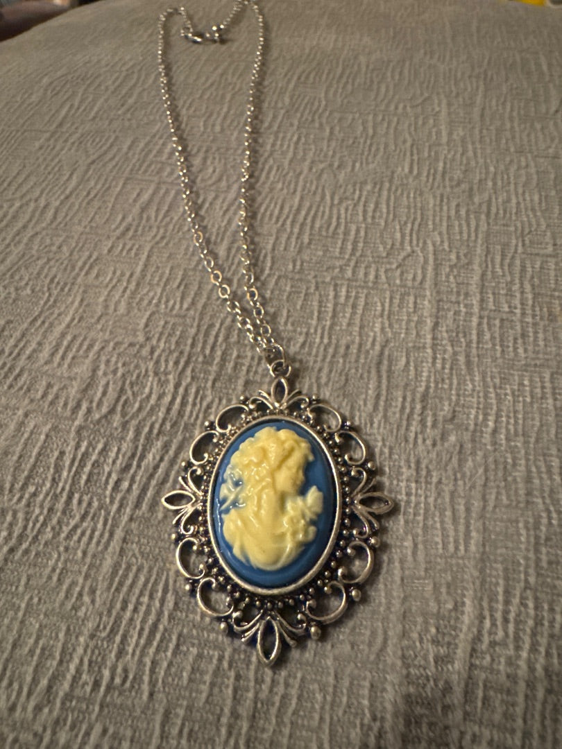 Silver and blue Unknown Blue cameo necklace