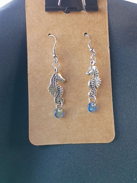 Silver and Blue Designs by Raven Dangle Hook Earings