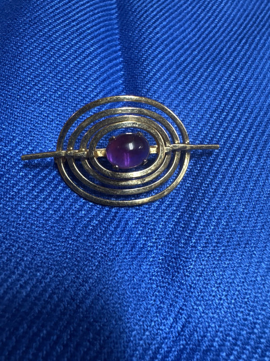 Amethyst Silver-Tone Broach