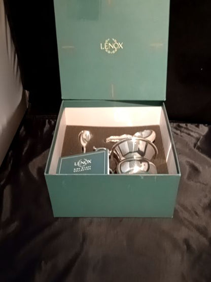 Lenox Kirk Steiff pewter 3pc baby set