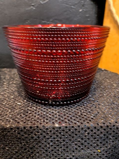 Red Beaded Glass Bowl