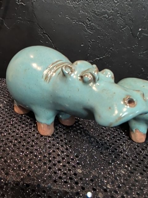 Set of 3  Blue Hippo Figures