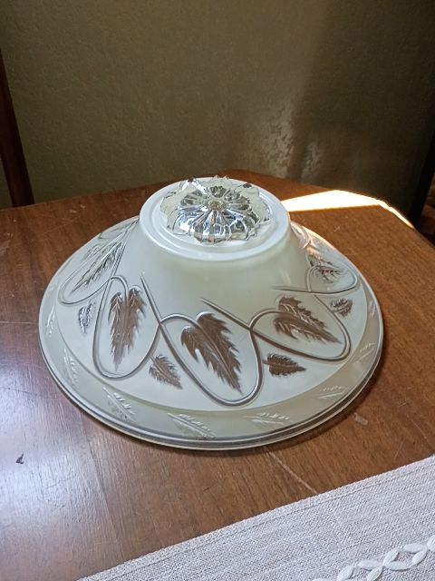 Vintage white floral 12" glass ceiling shade
