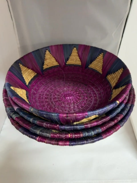 Multi-colored African made Wicker basket